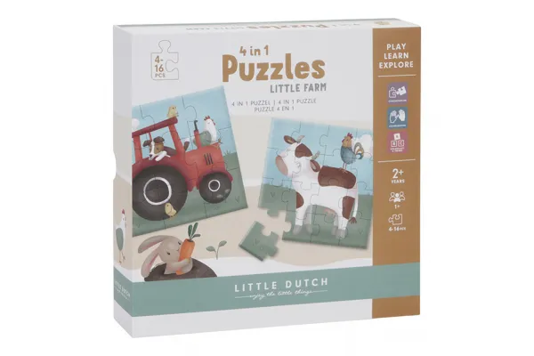 Little Dutch 4 in 1 puzzles ´Little Farm´ FSC