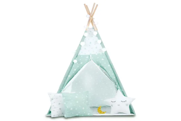 Kids Tent/Tipi with lights (mint in stars)