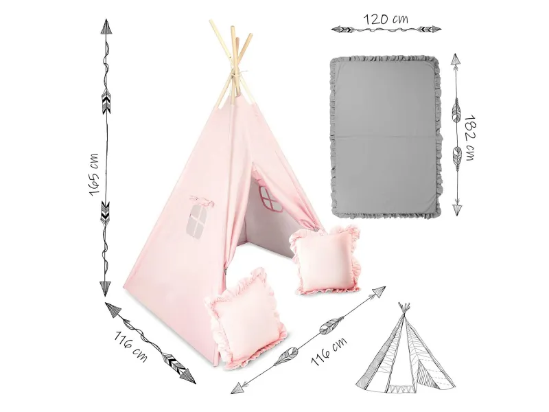 Children's tent Tipi (gray - light rose)