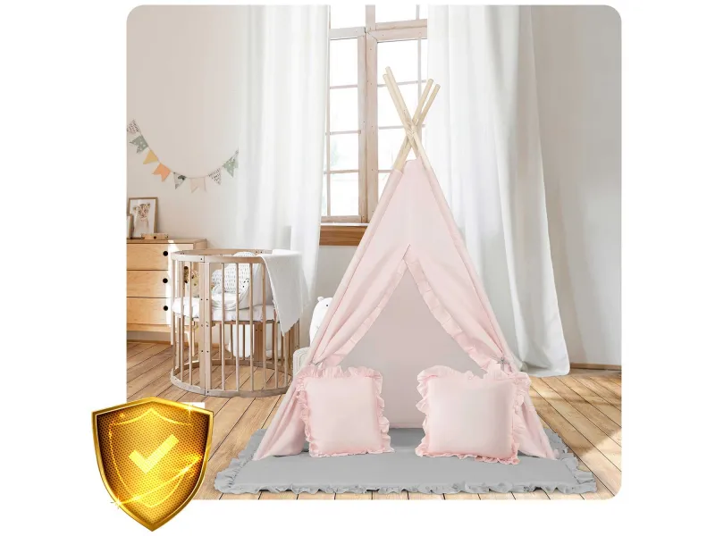 Children's tent Tipi (gray - light rose)