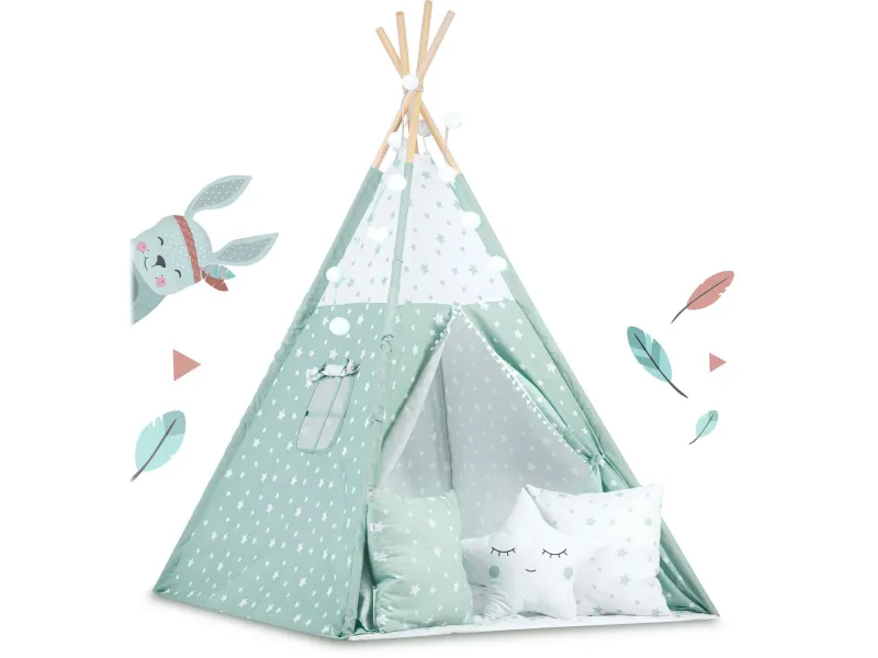 Kids Tent/Tipi with lights (mint in stars)