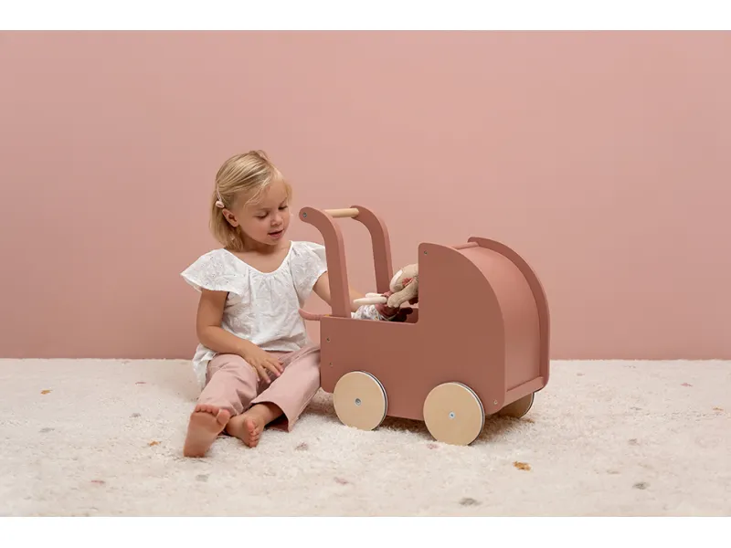 Little Dutch wooden doll pram incl. textiles and doll FSC